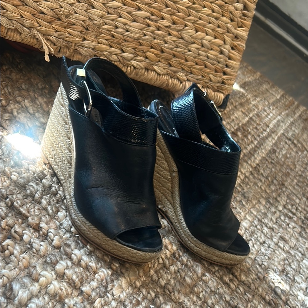 Balenciaga Open Toe Espadrille Leather Wedges 
Size 36